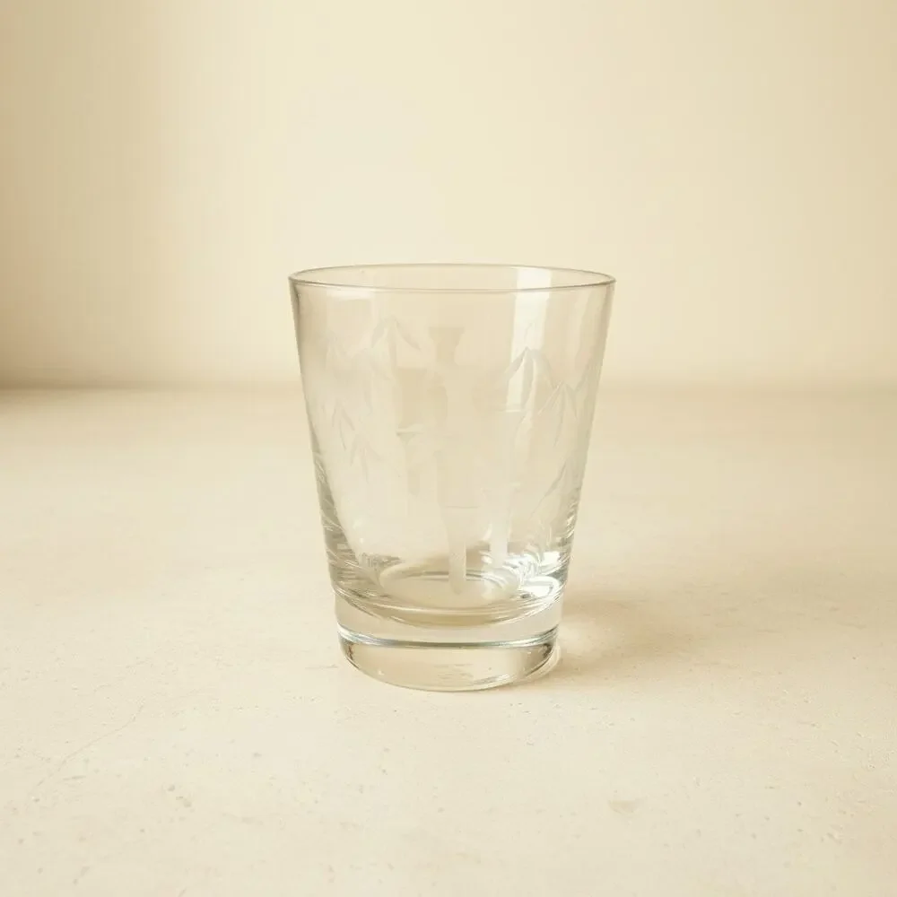 Vintage Sasaki Noritake Bamboo Etched Rocks Glasses Set 6-MCM-Japan-Barware